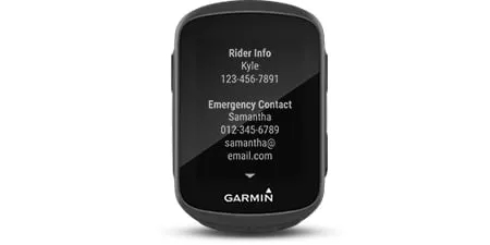 Garmin Jordan spec card (Edge 130 mtb incident)