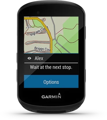 Garmin Jordan spec card (Edge 530 group messaging)