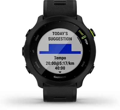 Garmin Jordan spec card (Forerunner 55 daily suggested)