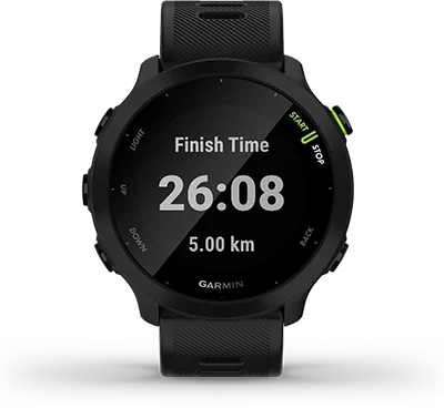 Garmin Jordan spec card (Forerunner 55 finish time)