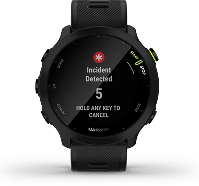 Garmin Jordan spec card (Forerunner 55 safety tracking)