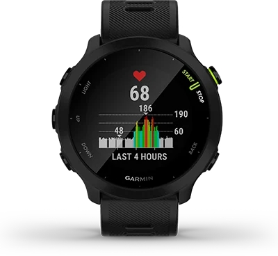 Garmin Jordan spec card (Forerunner 55 wrist based HR)