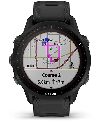 Garmin Jordan spec card (Forerunner 955 solar roundtrip routing)