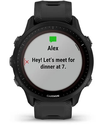 Garmin Jordan spec card (Forerunner 955 solar smart notifications)