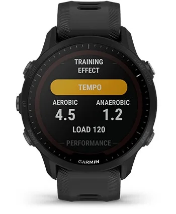 Garmin Jordan spec card (Forerunner 955 solar training effect)