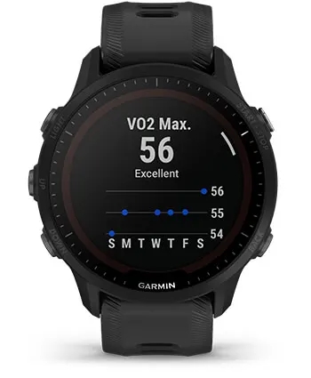 Garmin Jordan spec card (Forerunner 955 solar vo2)