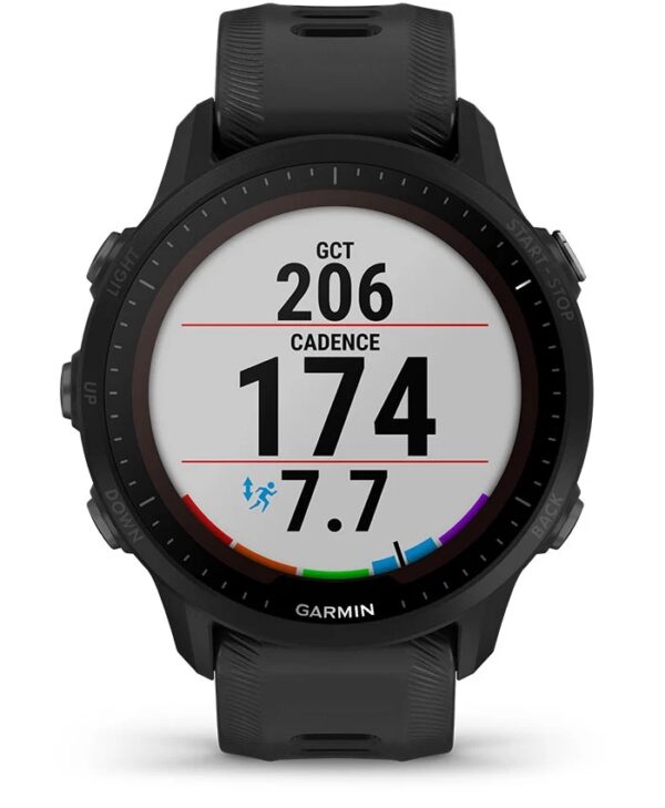 Garmin Jordan spec card (Forerunner 955 solar wrist based running dynamics)