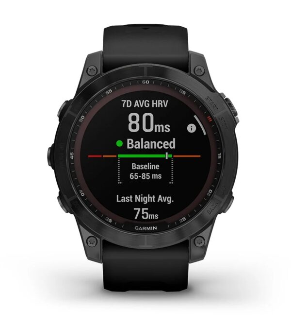 Garmin Jordan spec card (Fenix 7 sapphire solar hrv status)