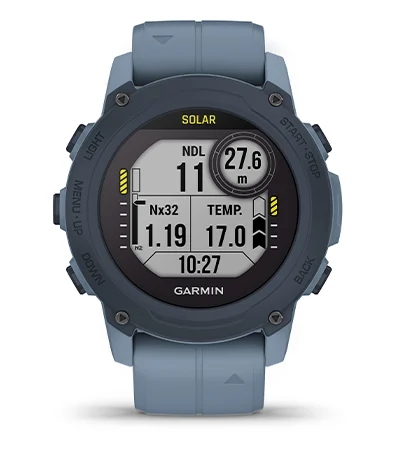 Garmin Jordan spec card (Descent G1 solar custom dive modes)