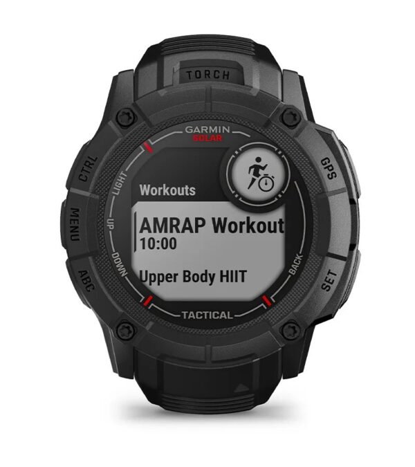 Garmin Jordan spec card (Instinct 2X solar tactical hiit)