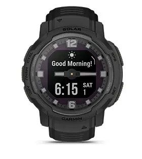 Garmin Jordan spec card (Instinct Crossover solar tactical morning report)