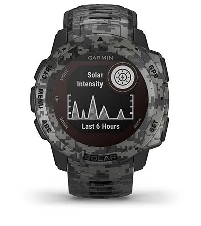 Garmin Jordan spec card (Instinct Solar camo solar)