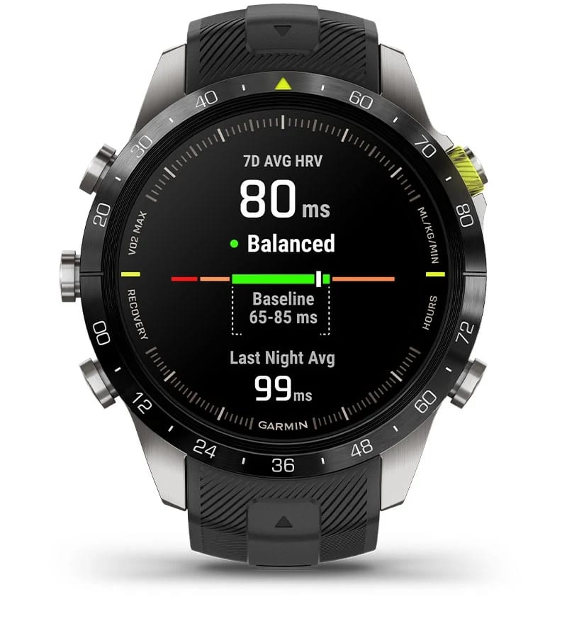 Garmin Jordan spec card (Marq athlete Gen2 hrv status)