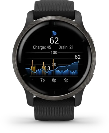 Garmin Jordan spec card (Venu 2 body battery)