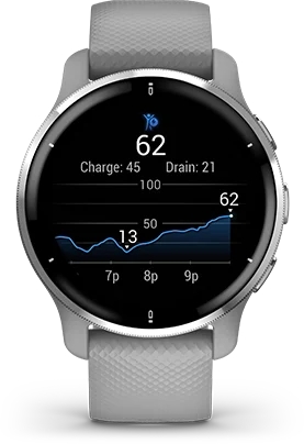 Garmin Jordan spec card (Venu 2 plus body battery)