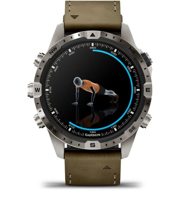 Garmin Jordan spec card (MARQ adventurer animated workouts)