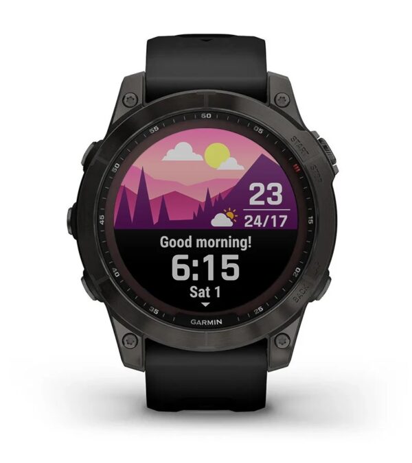 Garmin Jordan spec card (fenix 7 sapphire solar morning report)