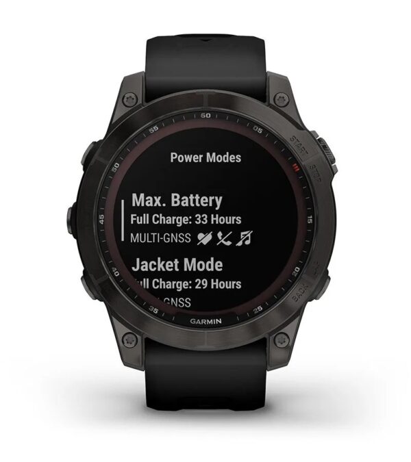 Garmin Jordan spec card (fenix 7 sapphire solar power manager)