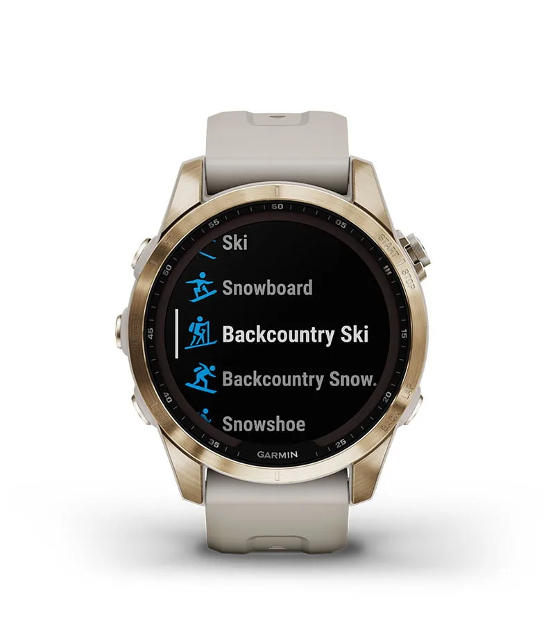 garmin Jordan spec card (fenix 7s sapphire solar backcountry skiing)