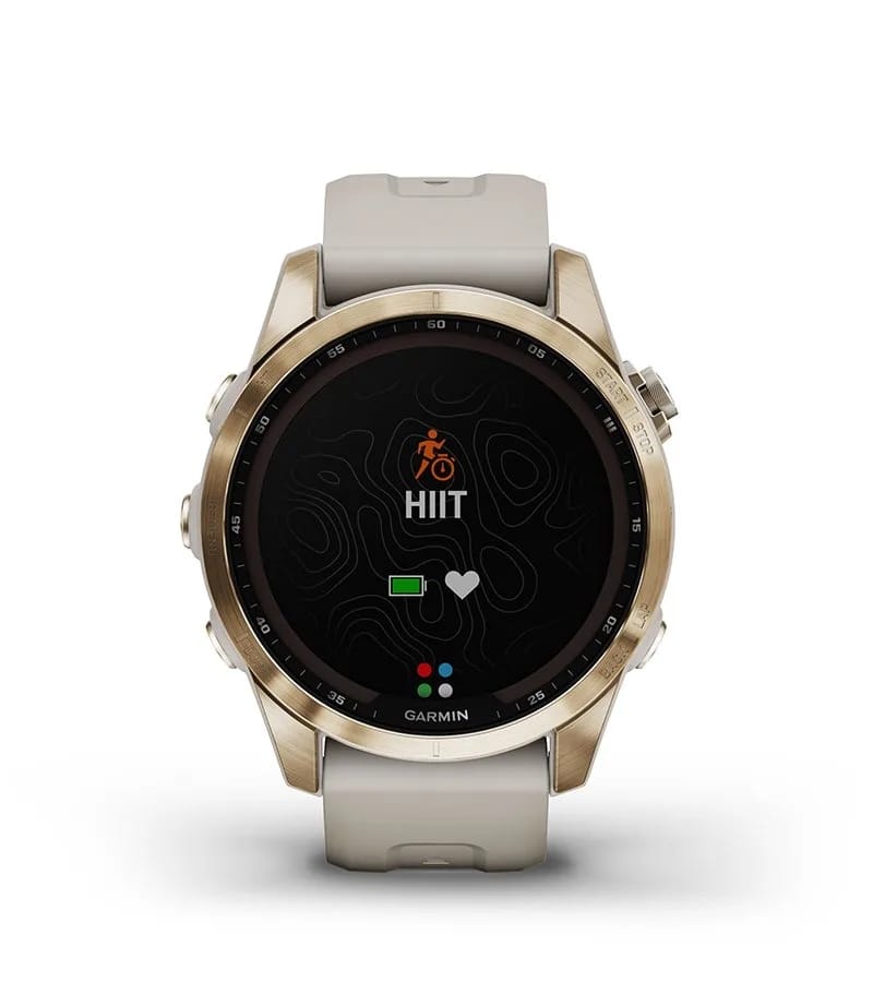 Garmin Jordan spec card (fenix 7s sapphire solar hiit workouts)