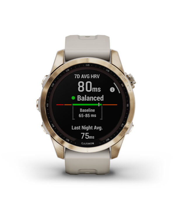 Garmin Jordan spec card (fenix 7s sapphire solar hrv status)