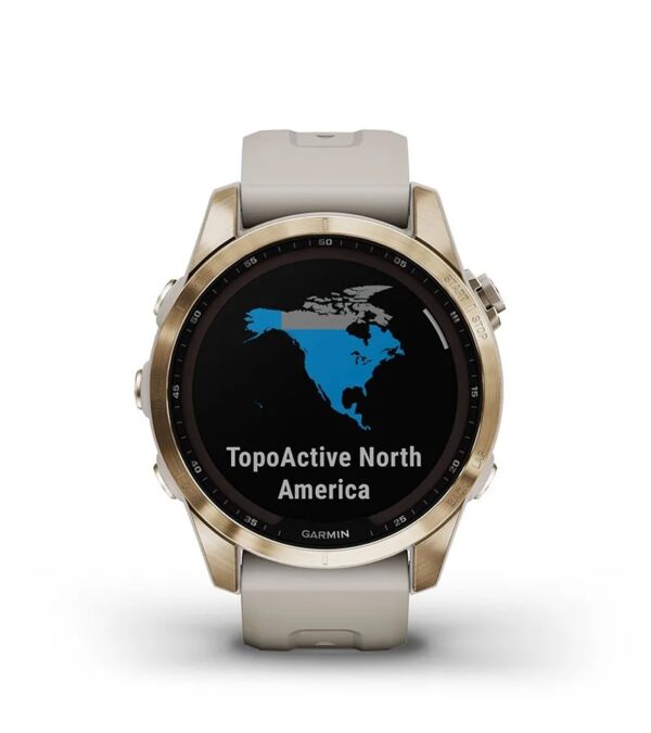 Garmin Jordan spec card (fenix 7s sapphire solar multi topo maps)