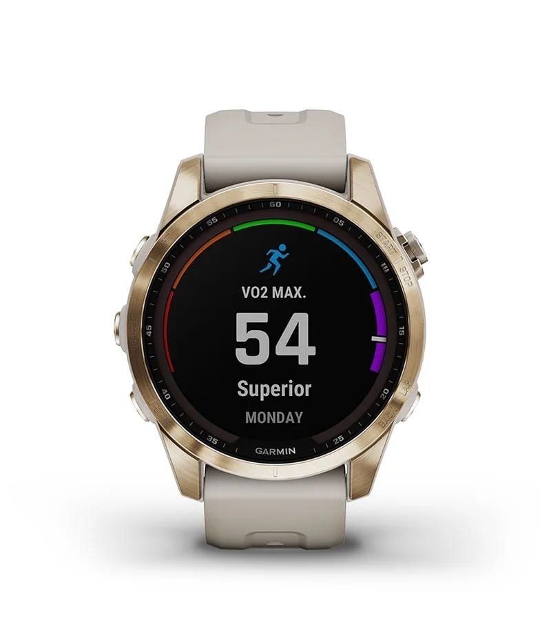 Garmin Jordan spec card (fenix 7s sapphire solar perf metrics)