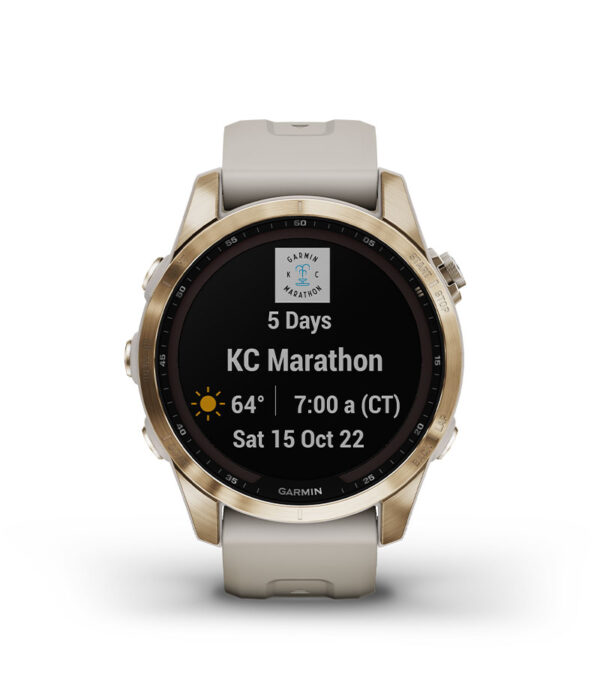 Garmin Jordan spec card (fenix 7s sapphire solar race widget)