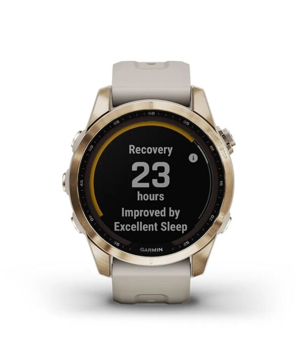 Garmin Jordan spec card (fenix 7s sapphire solar recovery time)