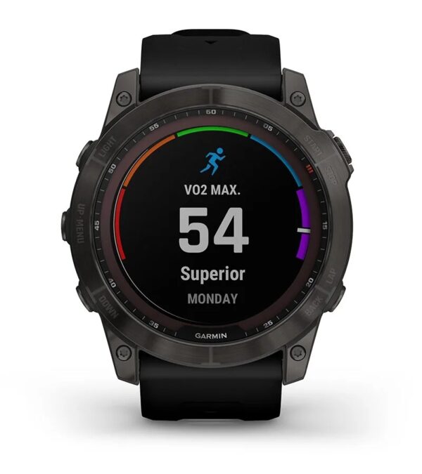 Garmin Jordan spec card (fenix 7x sapphire solar perf metrics)