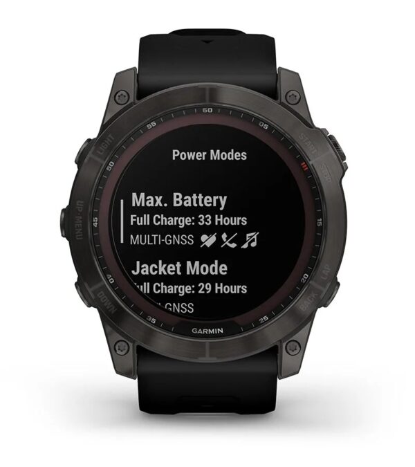 Garmin Jordan spec card (fenix 7x sapphire solar power manager)