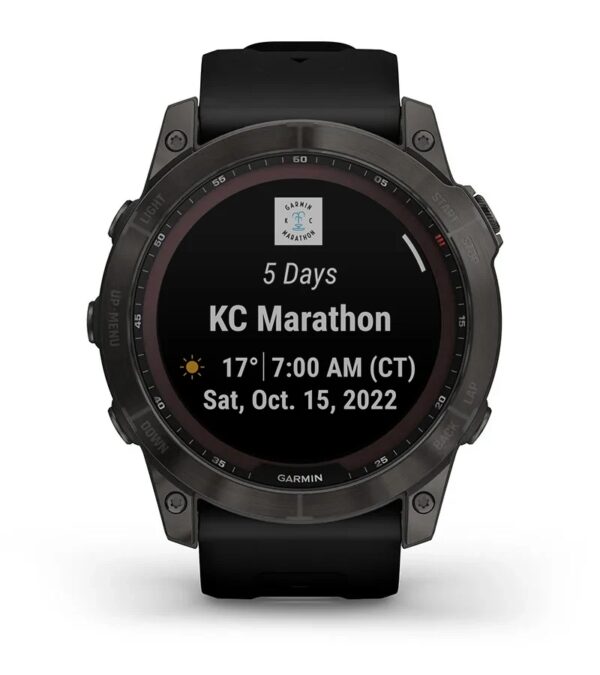 Garmin Jordan spec card (fenix 7x sapphire solar race widget)