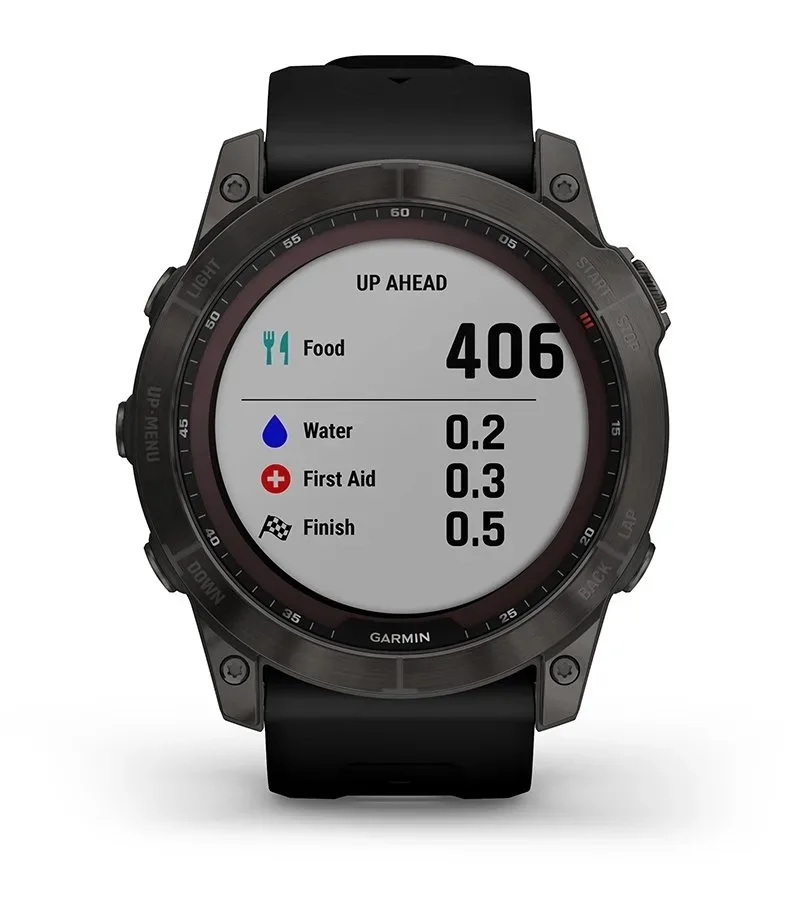 Garmin Jordan spec card (fenix 7x sapphire solar up ahead)