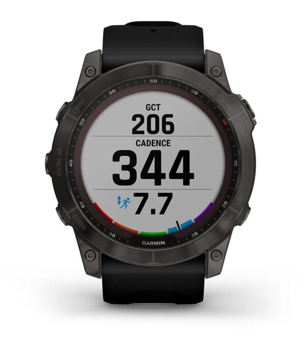 Garmin Jordan spec card (fenix 7x sapphire solar wrist based running dynamics)