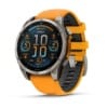 Sapphire, Titanium with spark orange/graphite silicone band