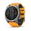 Sapphire, Titanium with spark orange/graphite silicone band