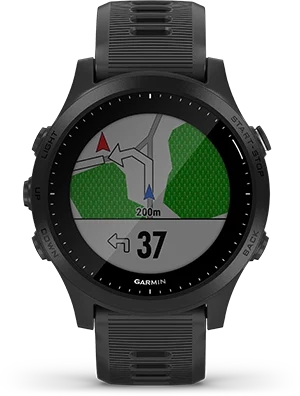 Garmin Jordan spec card (forerunner 945 turn by turn)