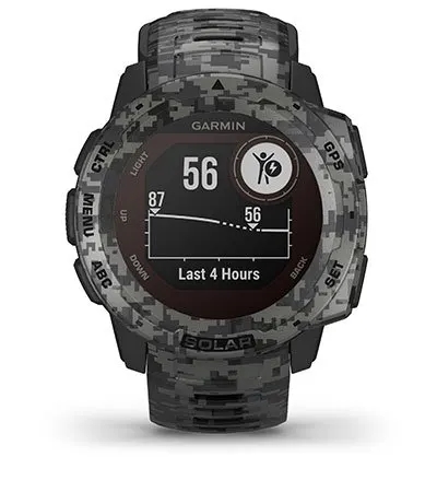 Garmin Jordan spec card (instinct Solar camo body battery)