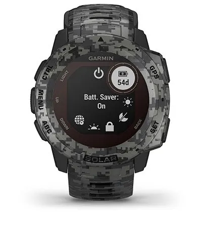 Garmin Jordan spec card (instinct Solar camo power manager)