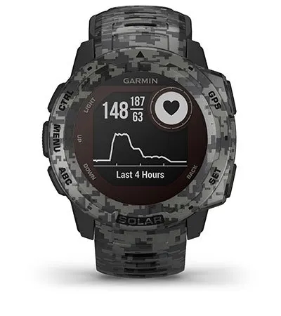 Garmin Jordan spec card (instinct Solar camo wrist based HR)