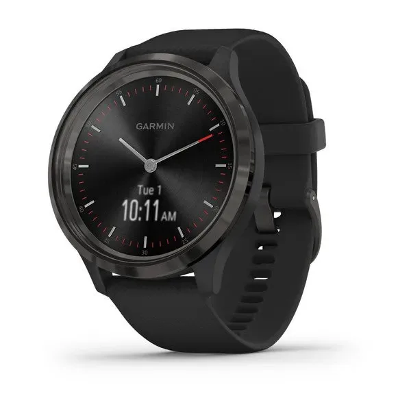 Slate stainless steel bezel with black case and silicone band